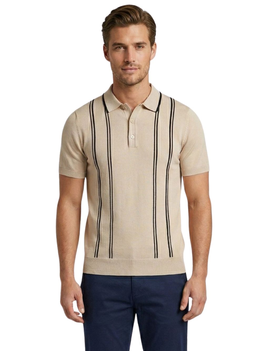 Polo manica corta rigata MARKUP Uomo - Beige