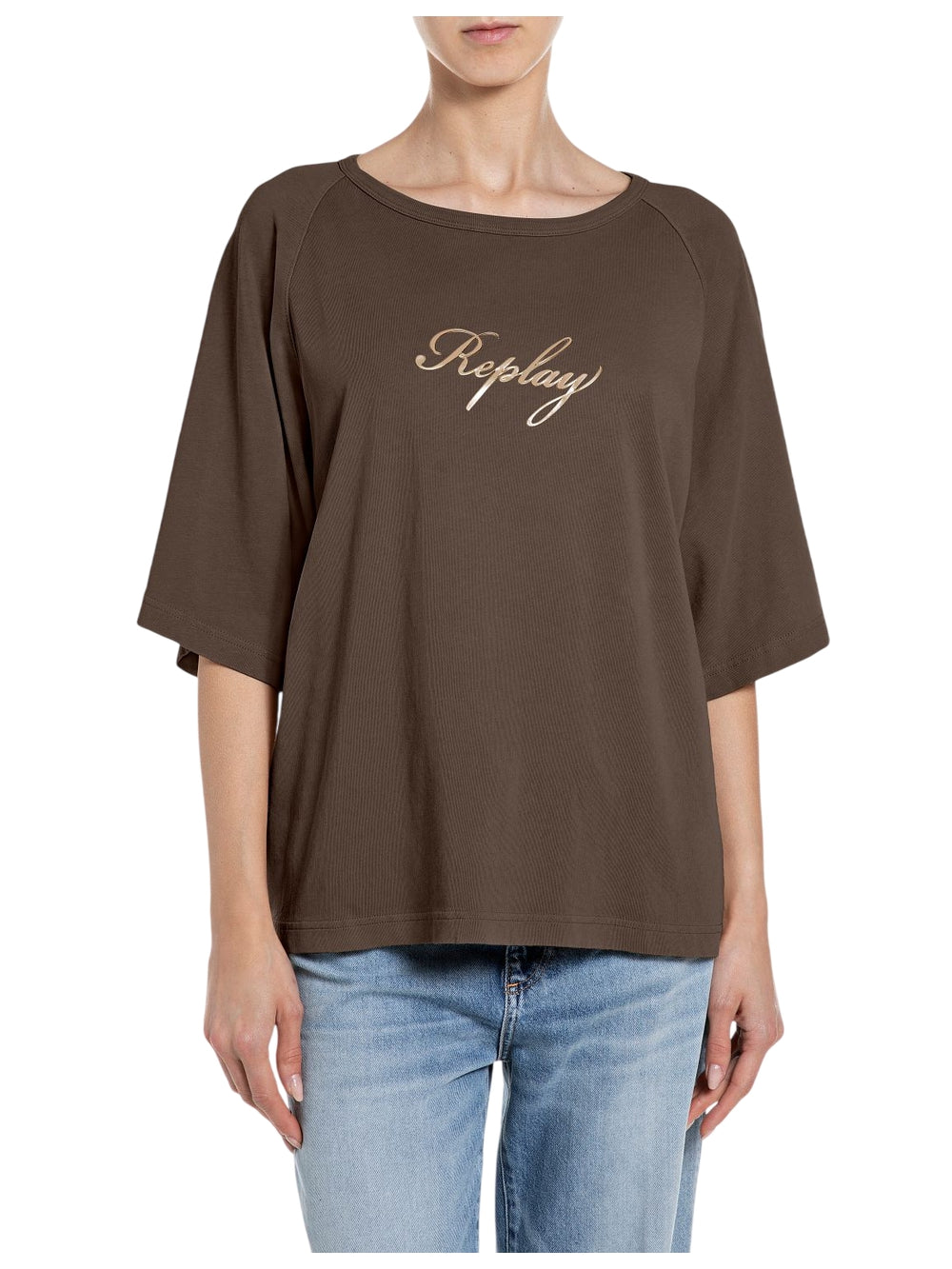 T-shirt Over REPLAY Donna - Marrone